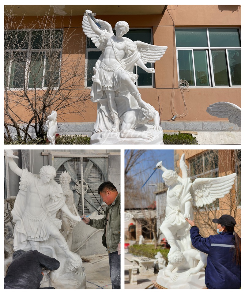 beautiful life-size marble Saint Michael sculptures