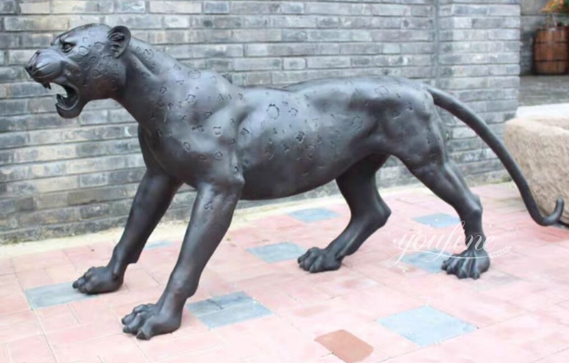 black jaguar bronze statue