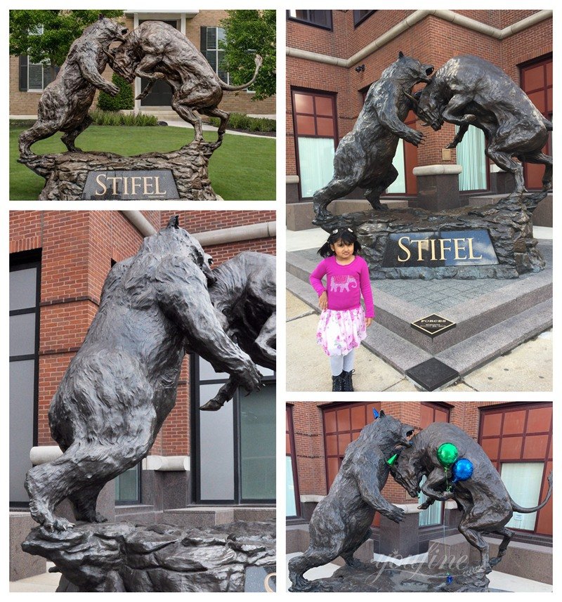 bronze bull and bear statue details