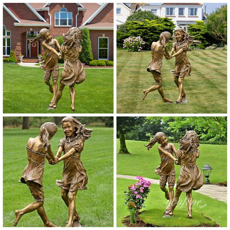 bronze children playing statue application scenes