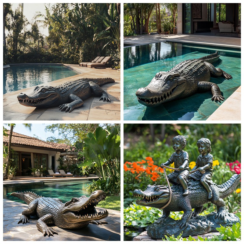 bronze crocodile sculpture applications scenes