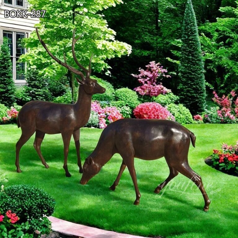 bronze deer garden statue