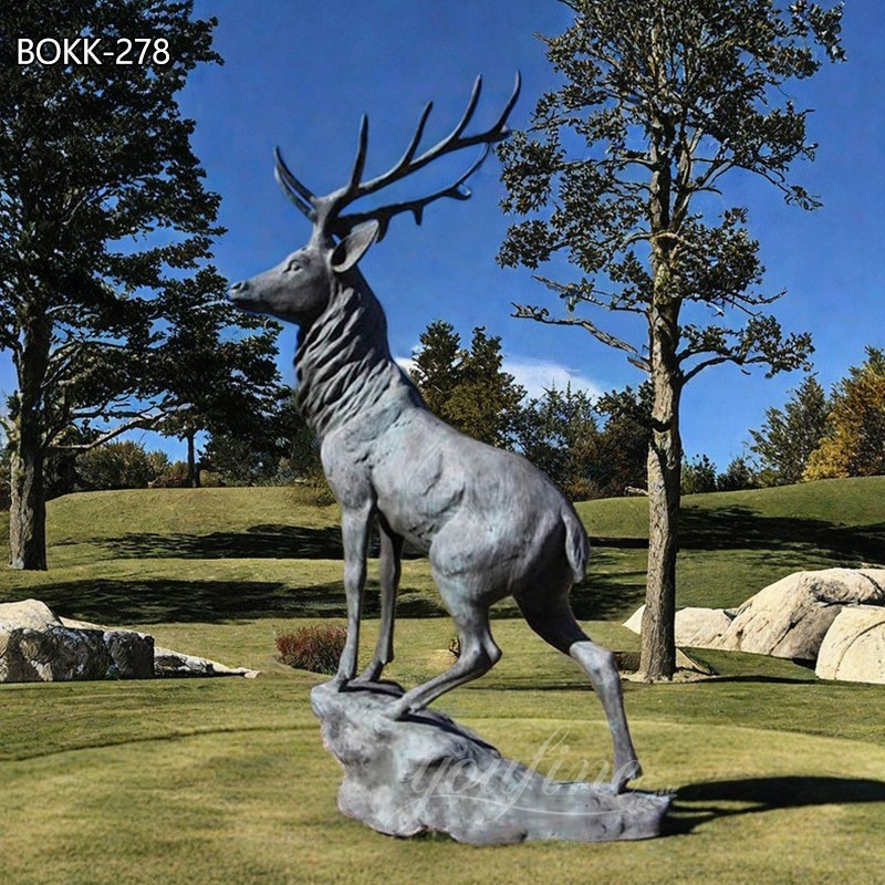 life size outdoor bronze deer statue