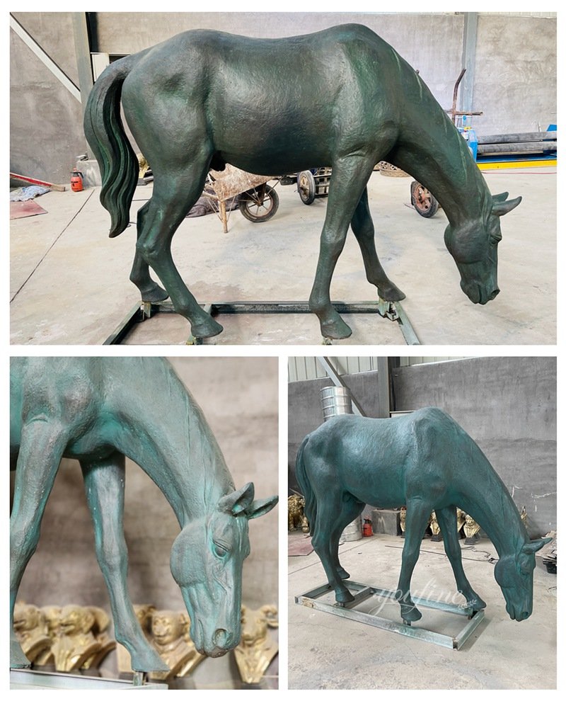 bronze grazing horses details from YouFine factory