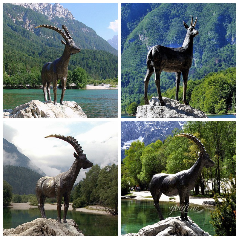 bronze ibex statue details