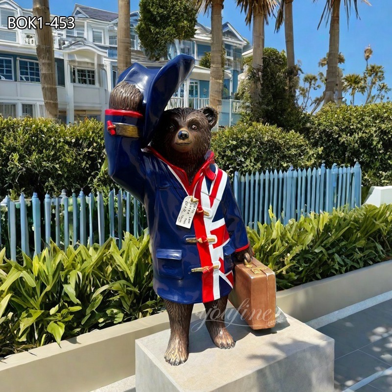 Cute Bronze Paddington Bear Statue