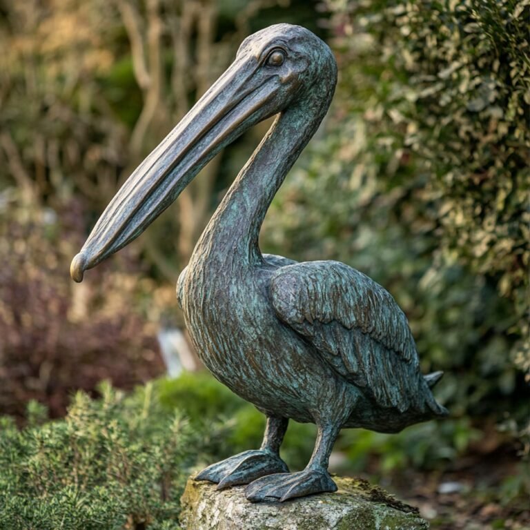 Lifelike Bronze Pelican Statue for Home Decor