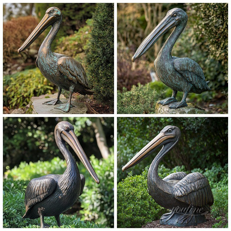 bronze pelican statue details