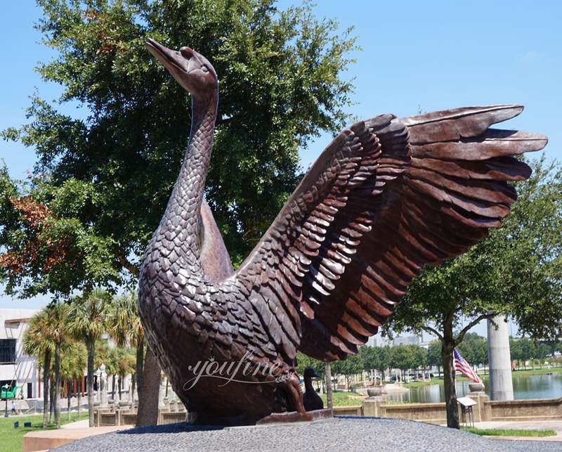 bronze swan sculpture