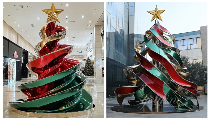 colorful outdoor stainless steel Christmas tree sculpture