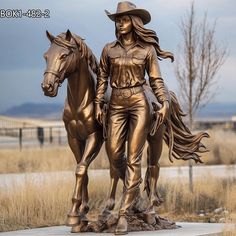 Life Size Outdoor Bronze Cowgirl Statue