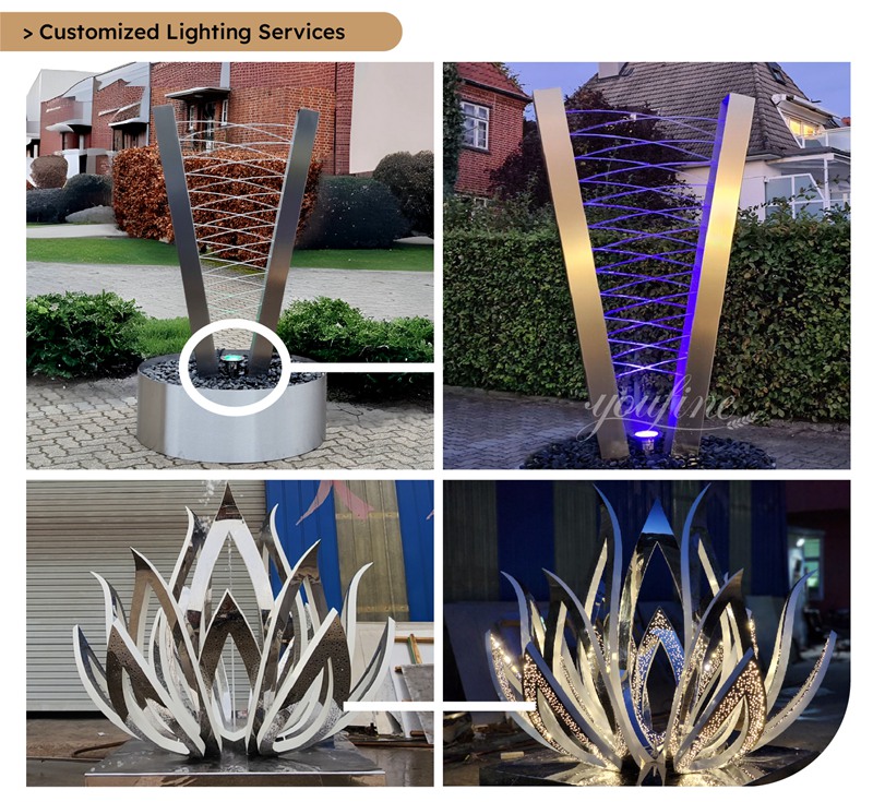 custom light service of stainless steel water features