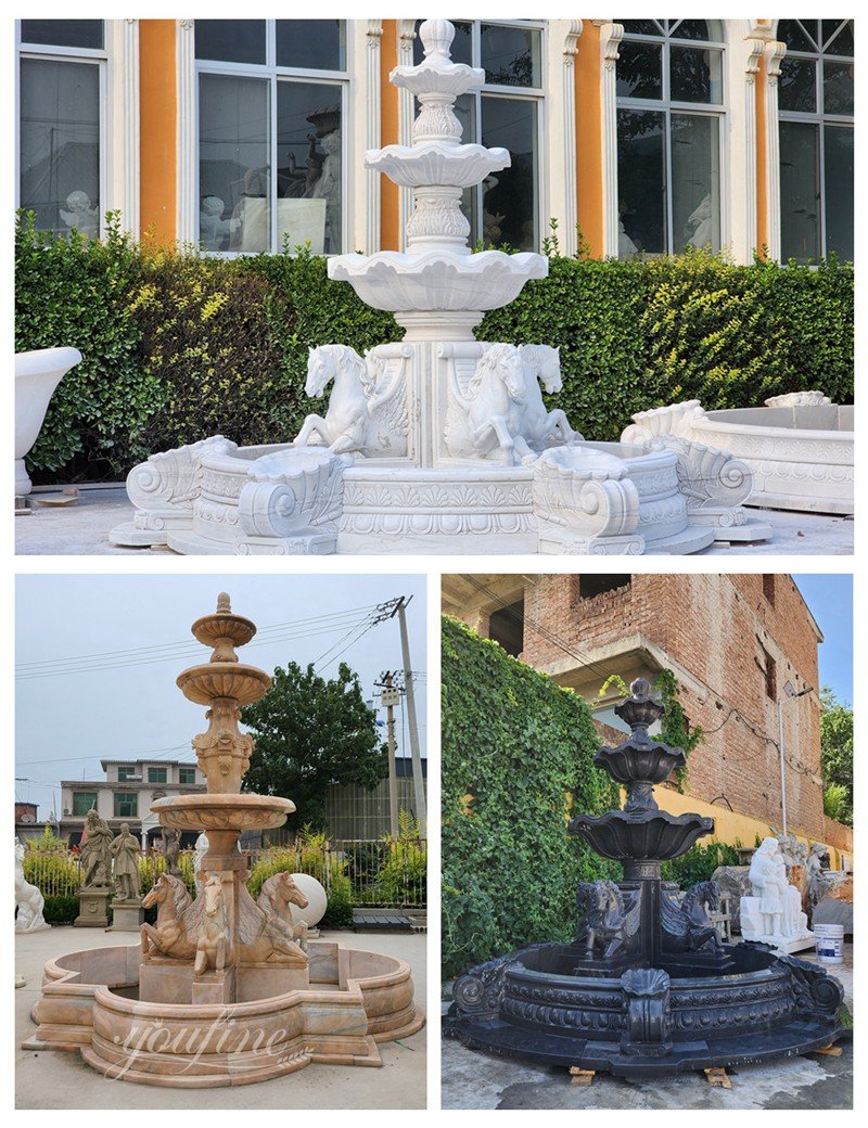 different colors of marble horse water fountains