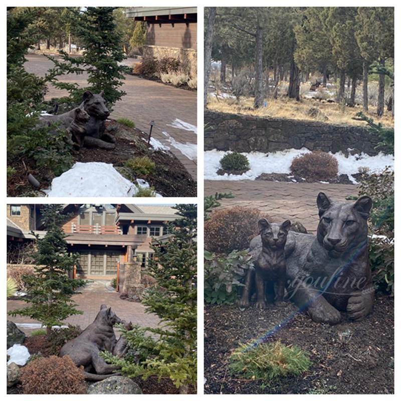 feedback on the American bronze mountain lion mother and child sculpture