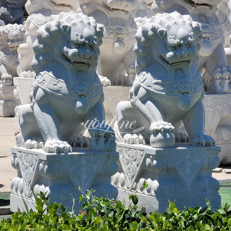 gray marble Chinese foo dogs