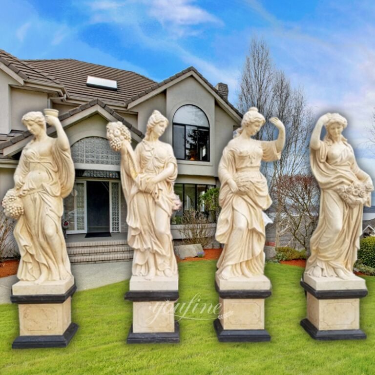 life size hand carved marble four season maidens sculpture