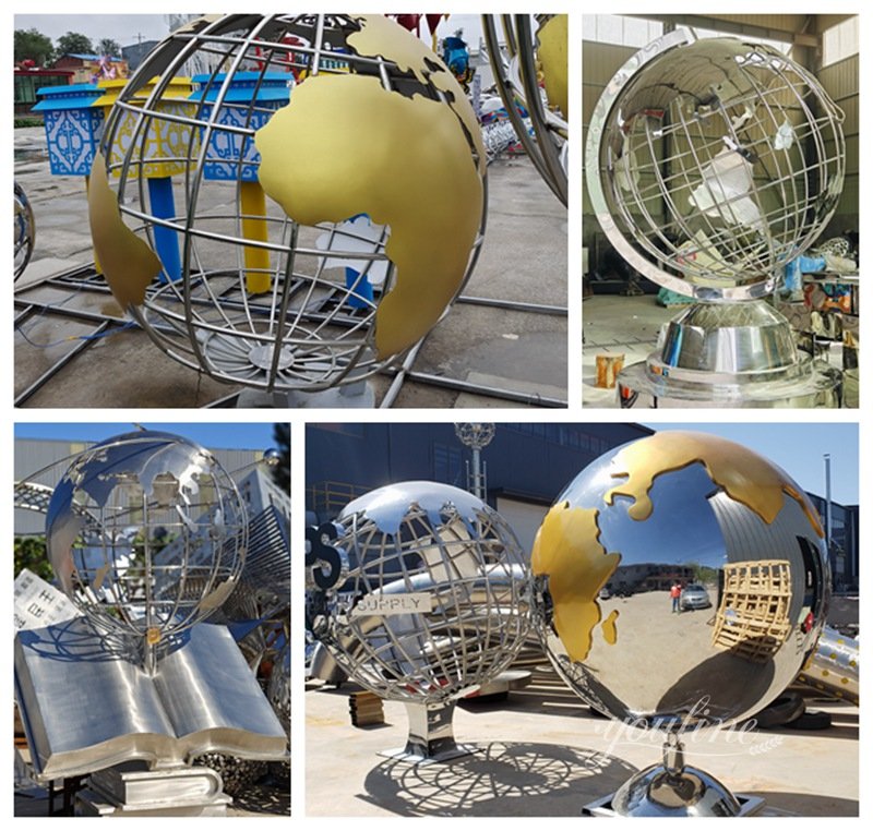 large metal globe sculptures from YouFine factory