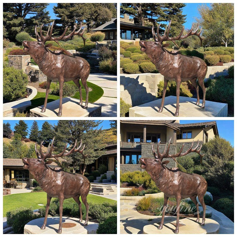 large roaring bronze reindeer sculpture application scenes