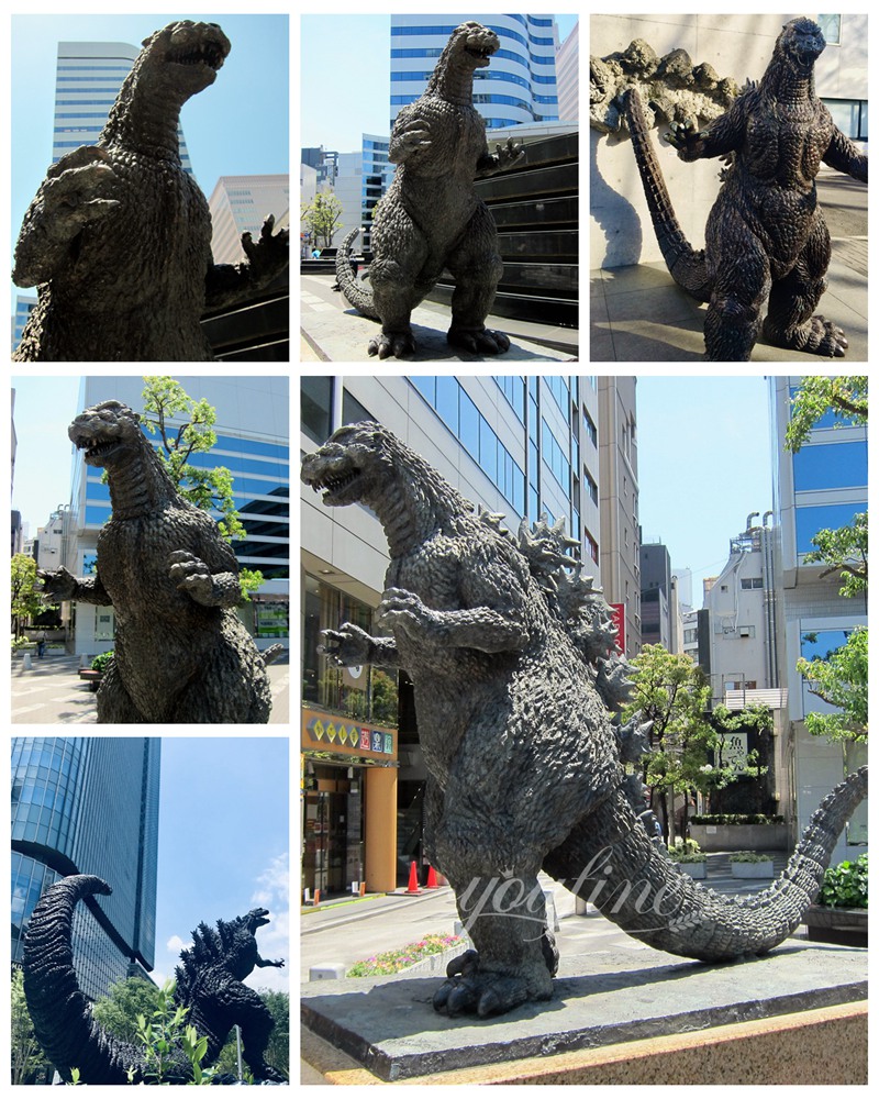 life size Godzilla statue details