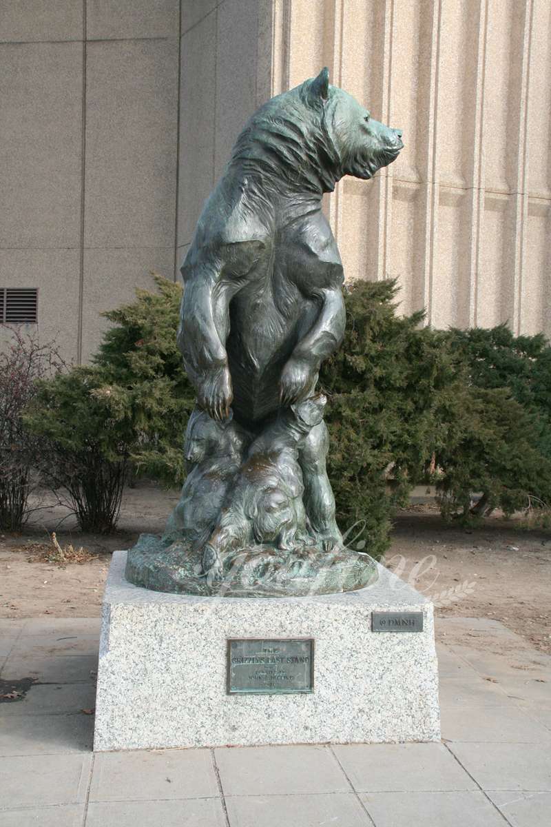 life-size bronze grizzly bear statue