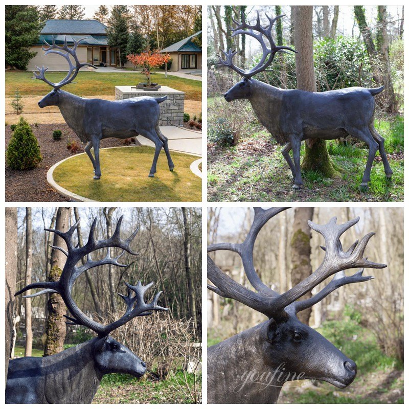 life size bronze reindeer statue details