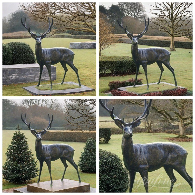 life size bronze stag statue details