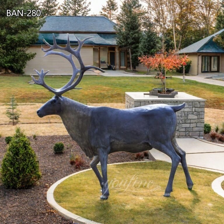 life size outdoor bronze reindeer statue for yard decor