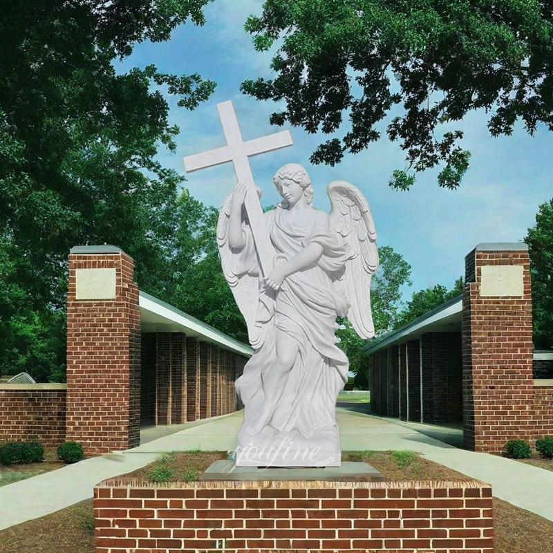 marble angel with cross statue