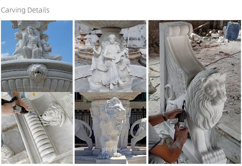 marble fountain carving details