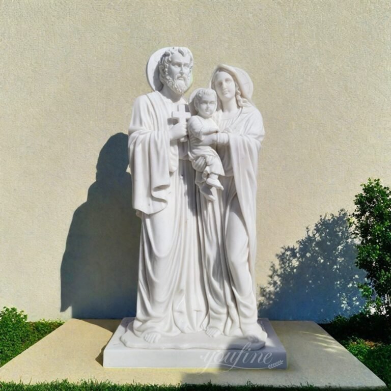 life size white marble holy family garden statue