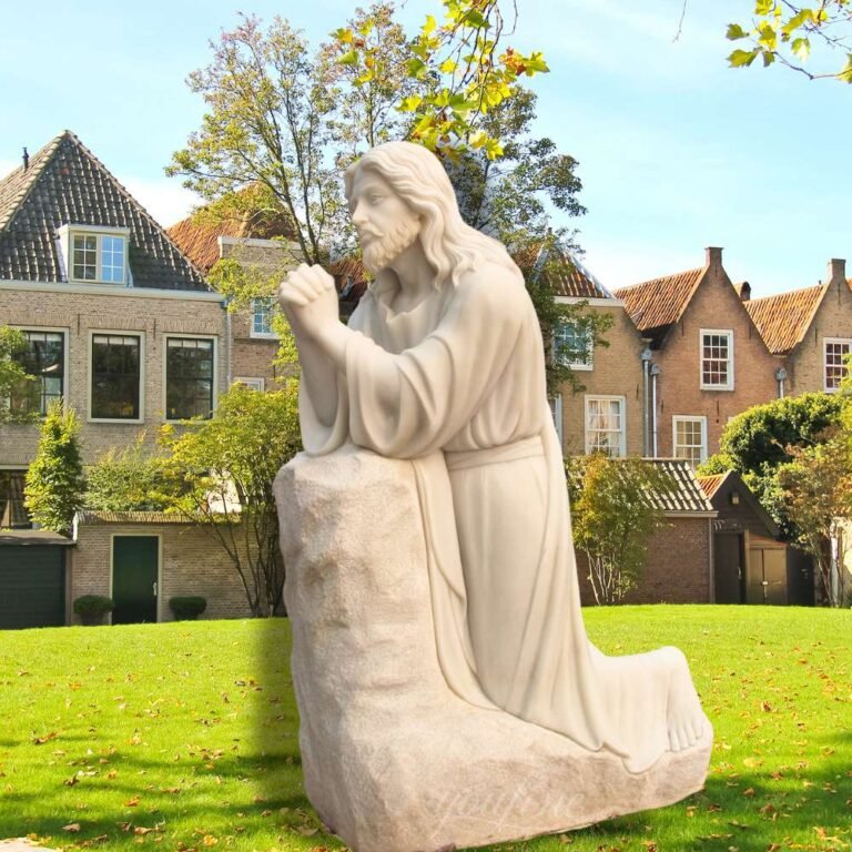 outdoor white marble jesus praying statue