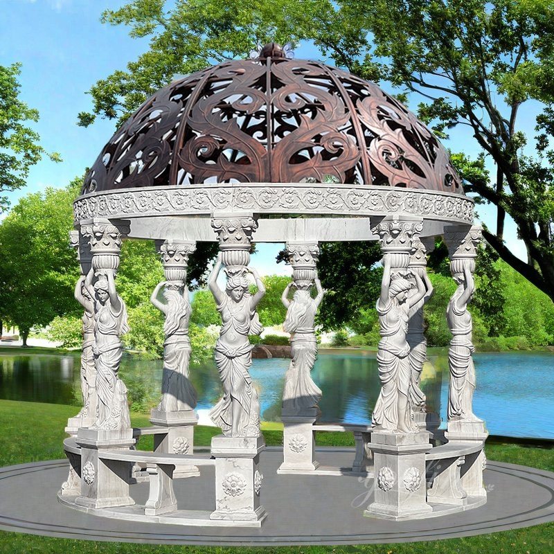 white marble pergola for river side decor