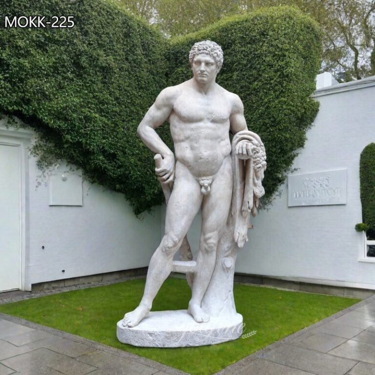 white marble statue of a youthful hercules for yard decor