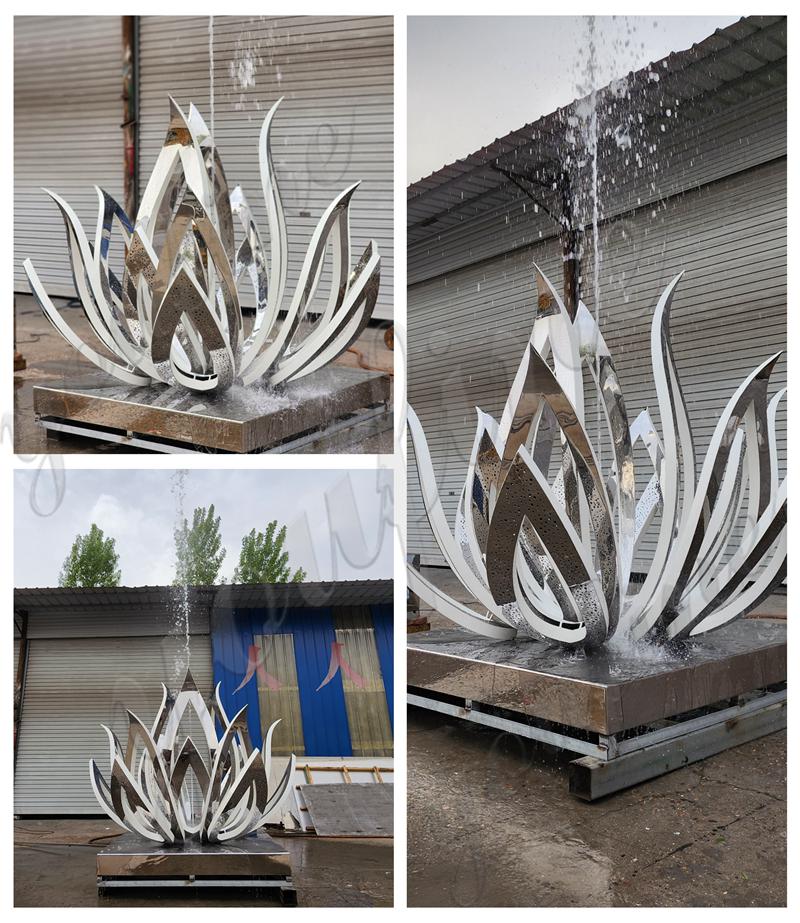 metal lotus flower fountain water flow test