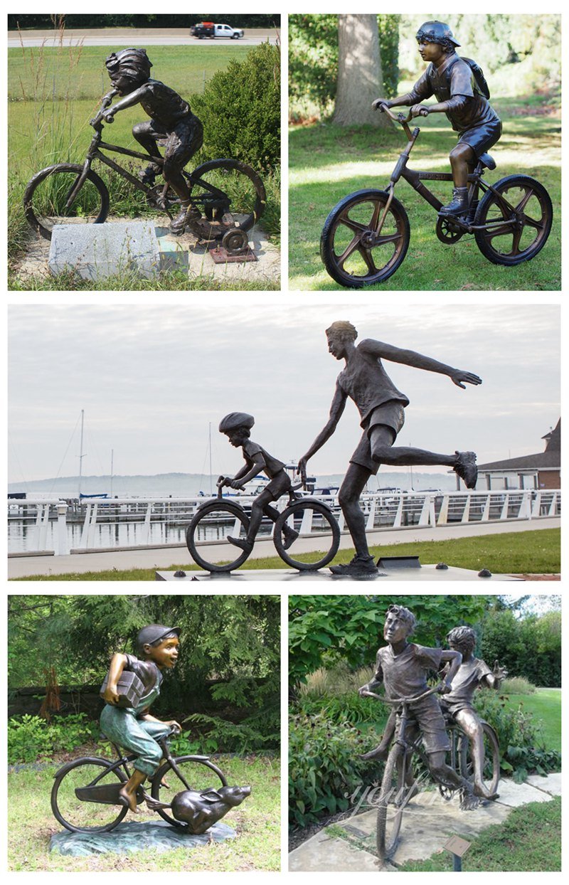 more bronze boy riding bicycle sculpture styles