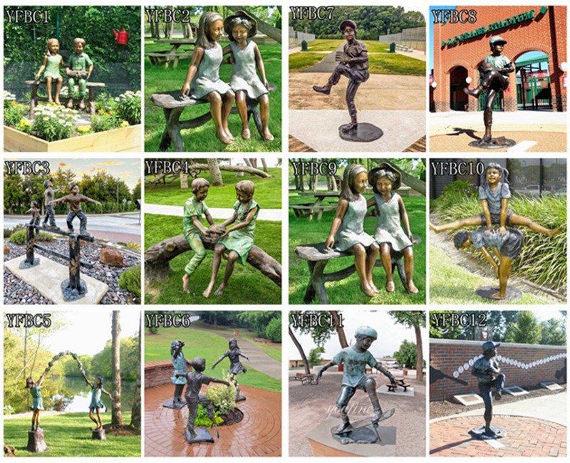 more bronze children sculptures