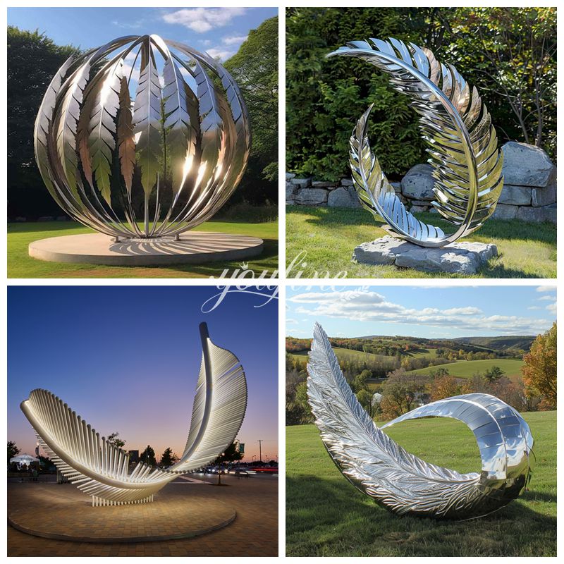 more metal feather sculptures