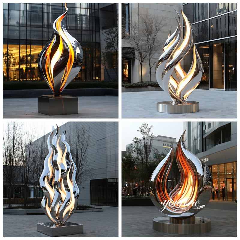 more stainless steel metal flame sculptures