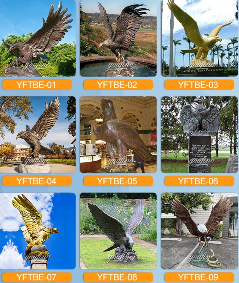 more styles of bronze eagle statues