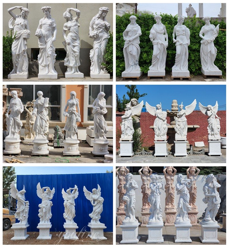 more white marble 4 seasons garden statues