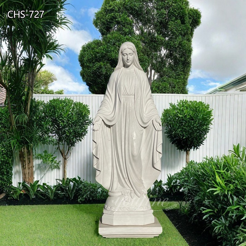 White Outdoor Marble Our Lady of Grace Statue