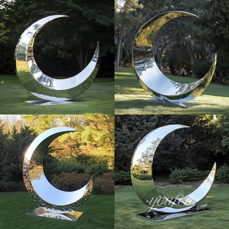 outdoor stainless steel crescent moon statue application scenes