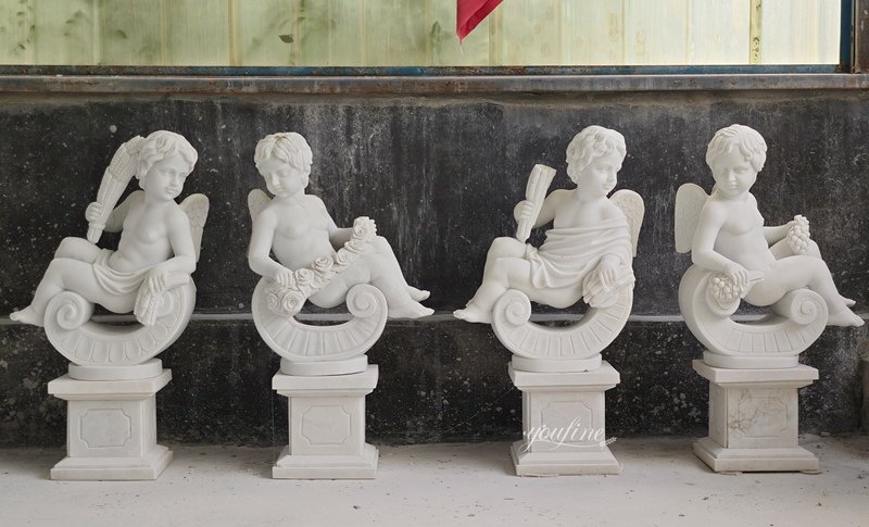 sitting marble four seasons cherub statues