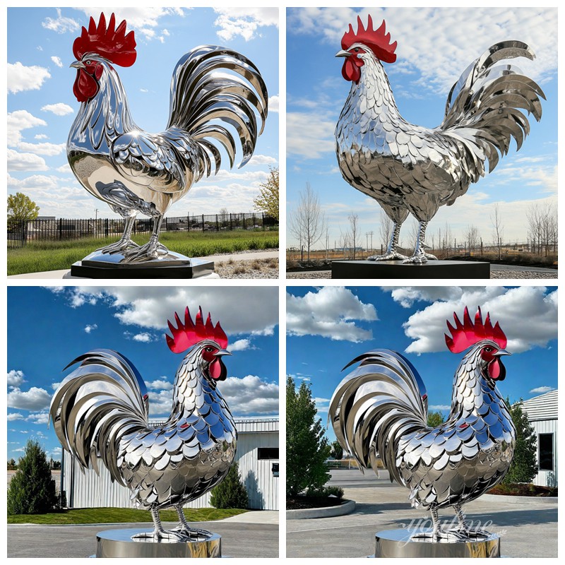 stainless steel chicken sculpture details