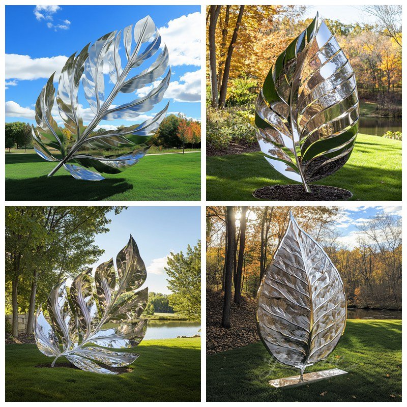 stainless steel leaf sculptures