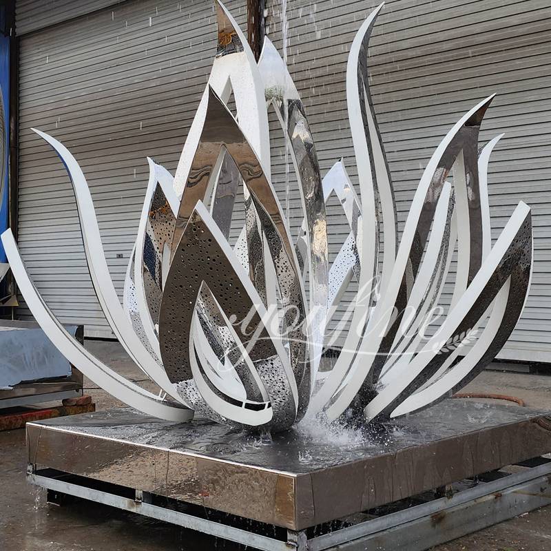 stainless steel lotus flower water feature (2)