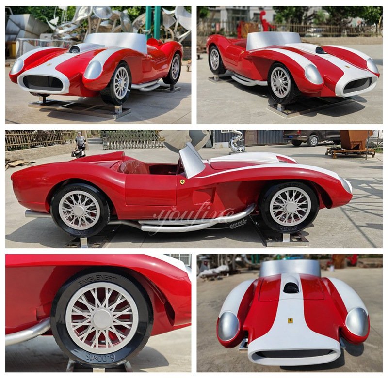 stainless steel red Ferrari car sculpture details