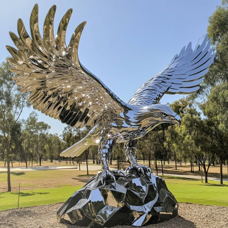 Awe-Inspiring Stainless Steel Wedge Tail Eagle Statue