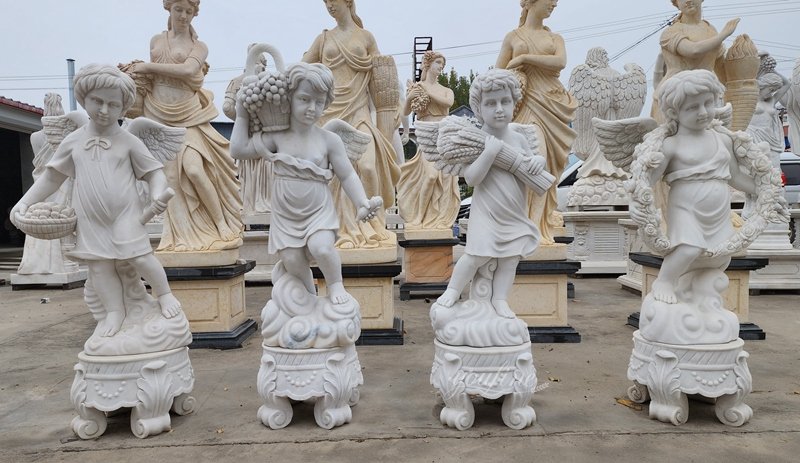 standing marble four seasons cherub statues