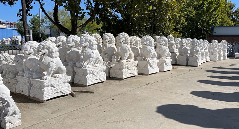 white marble Chinese foo dogs